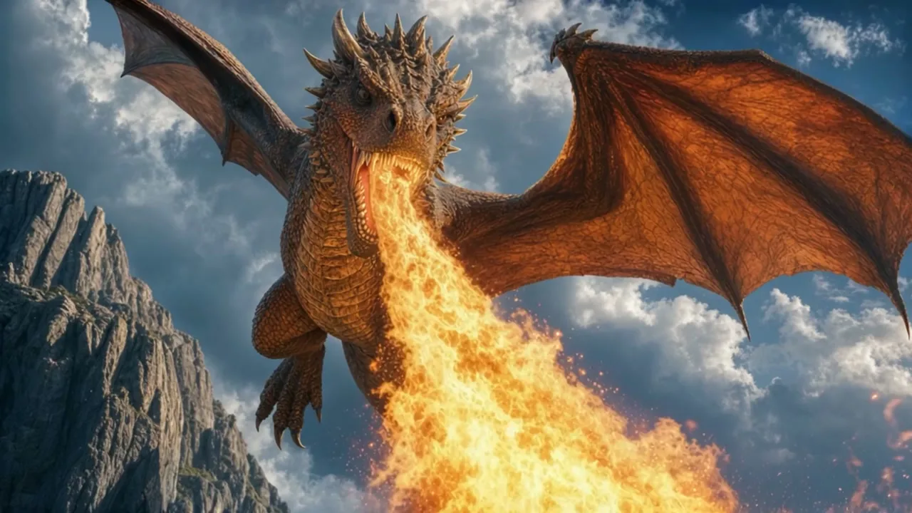 Source plate: a dragon breathing fire