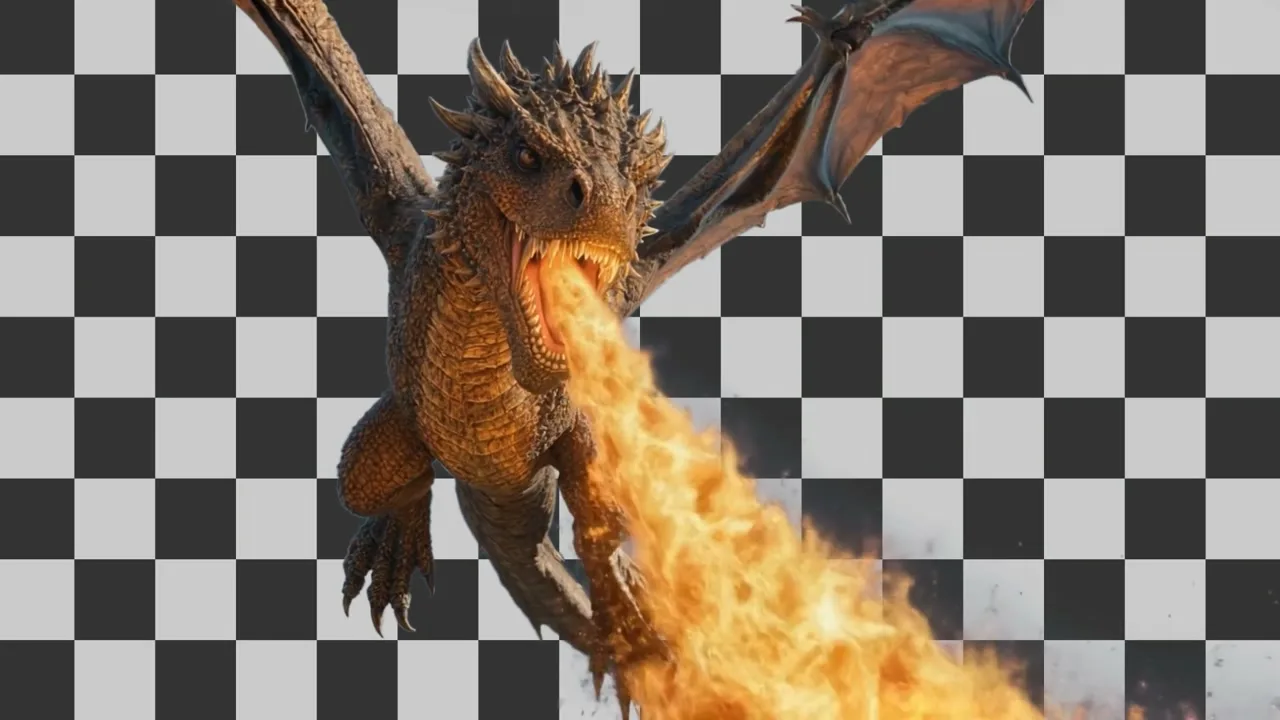 The dragon element over a checkerboard
