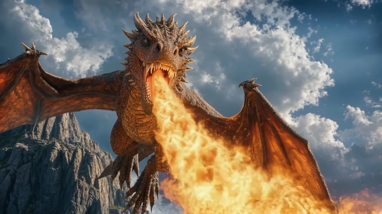 The dragon re-composited onto a new sky